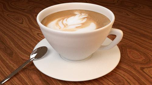 Fancy Cappuccino coffee cup, saucer, and mini teaspoon preview image